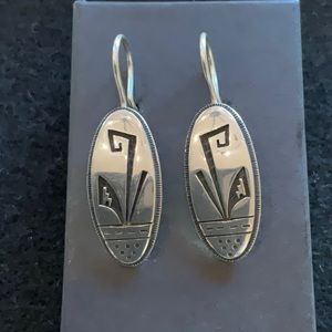 Hopi overlay earrings by Greg Naseyouma